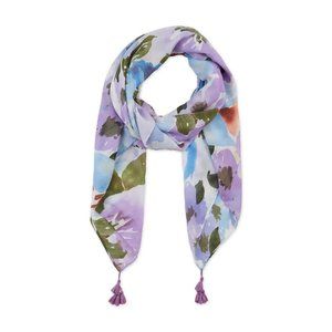 Floral print lavender white shawl for summer Boho scarves and wraps Travel shawl